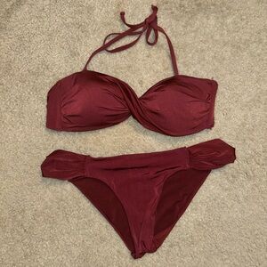 H&M maroon bandeau swim suit
